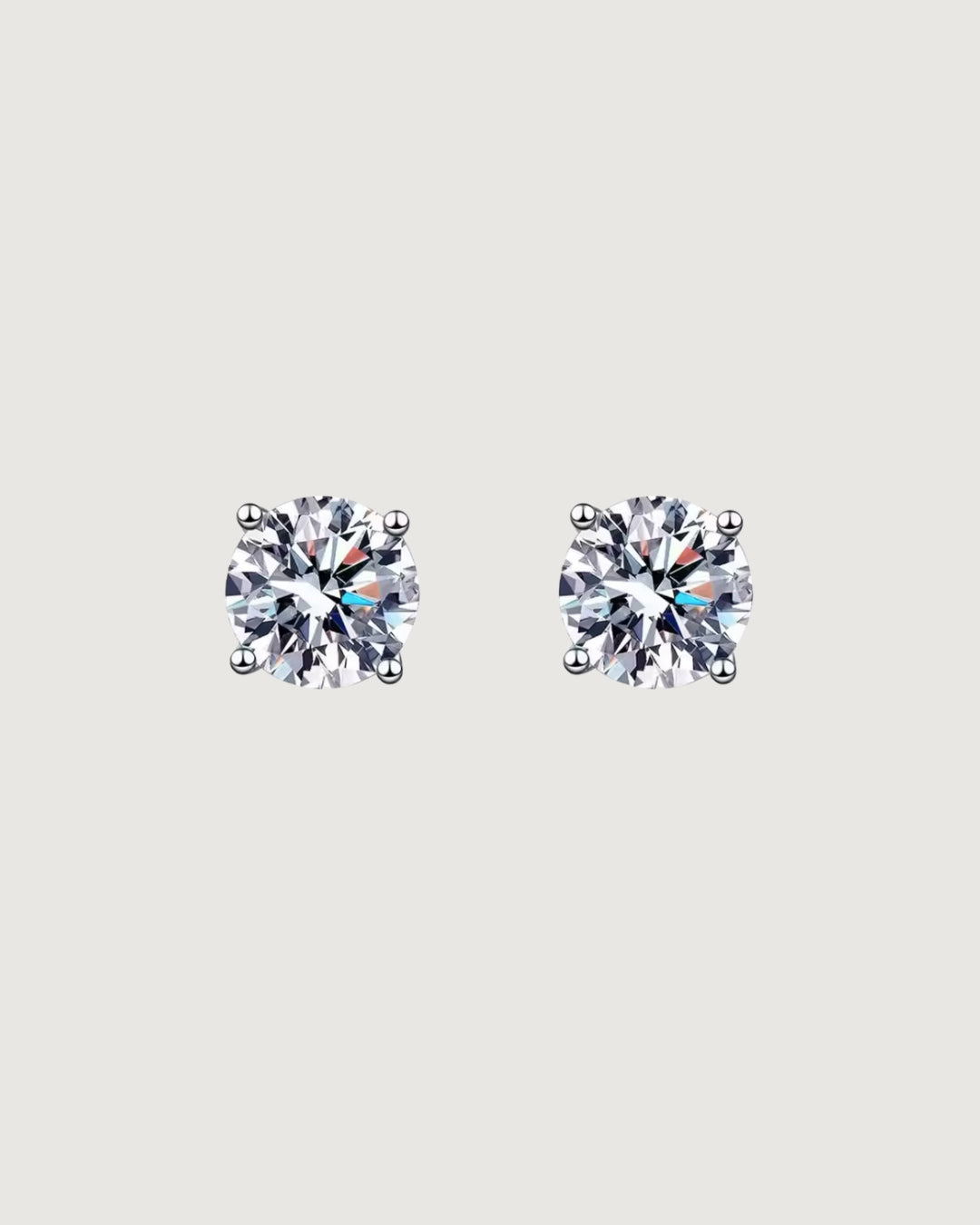 1ct BRILLIANT ROUND CUT MOISSANITE STUD EARRINGS SILVER