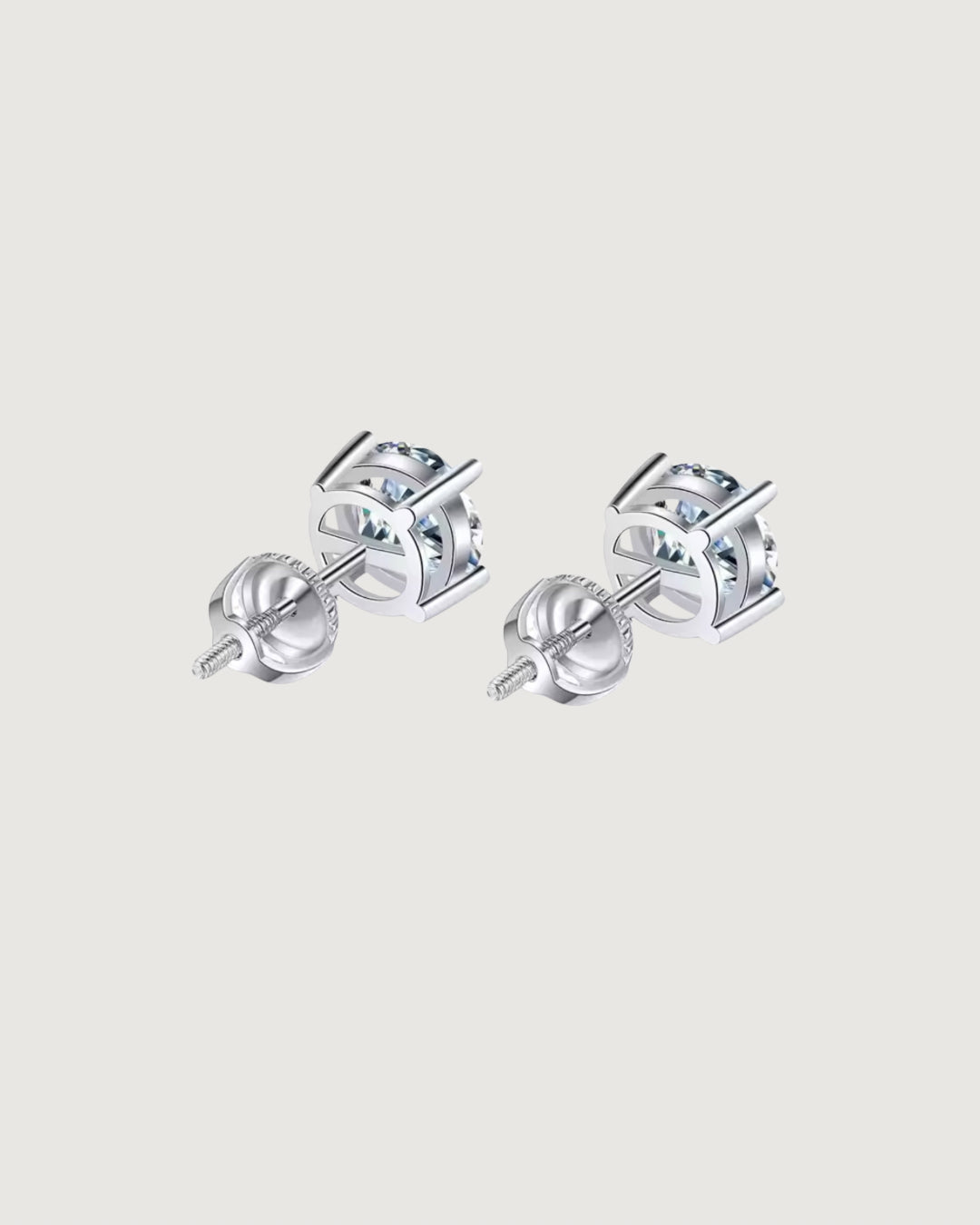 1ct BRILLIANT ROUND CUT MOISSANITE STUD EARRINGS SILVER - STUDIO JO STORE  