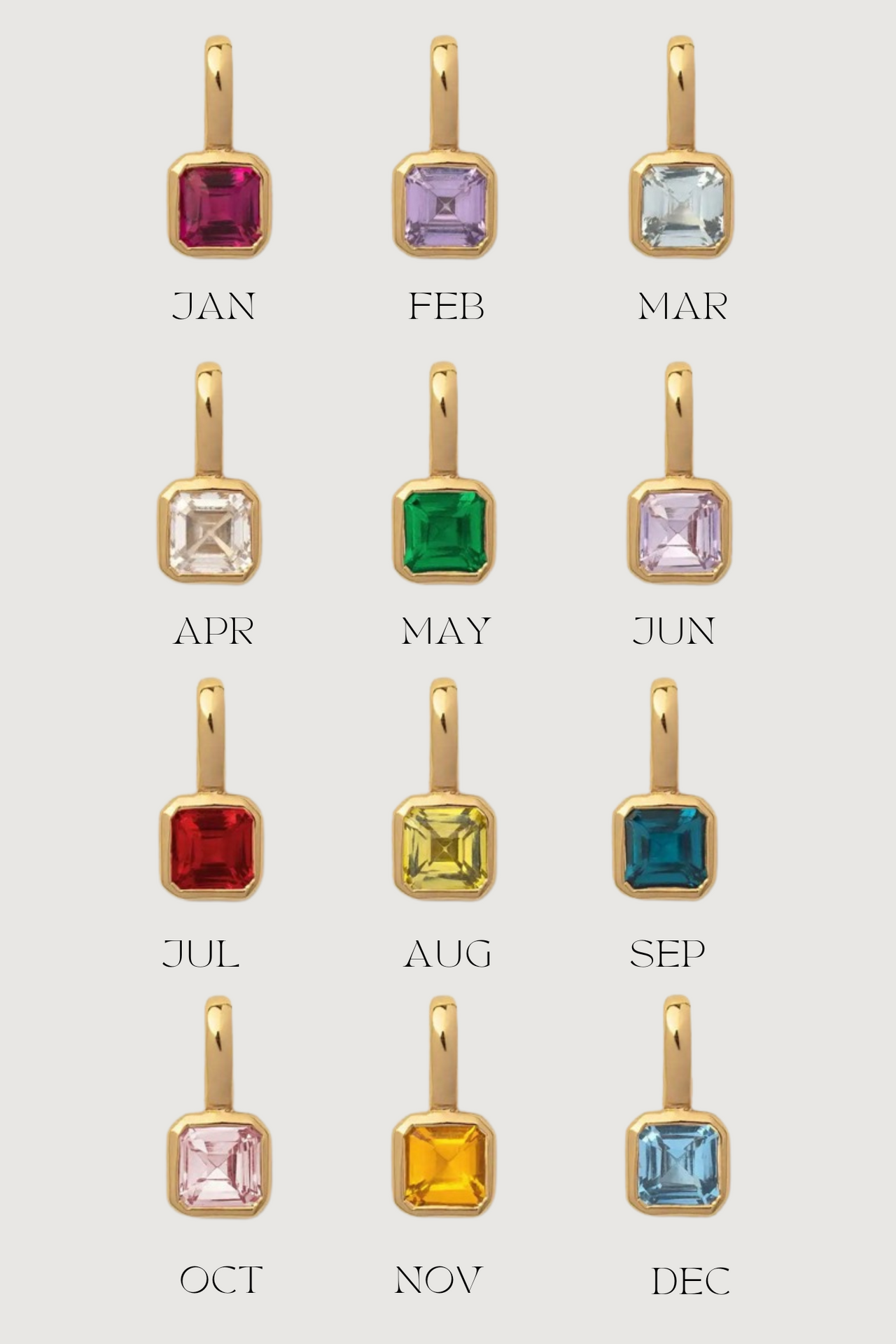 GOLD CHARM BIRTHSTONE MULTI