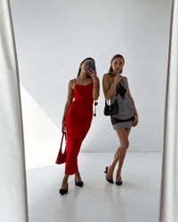 Thumbnail for ROSES ARE RED MIDI SLIP DRESS - STUDIO JO STORE  