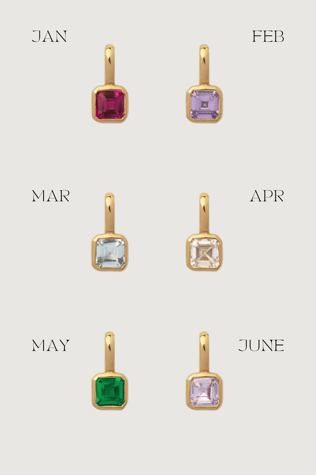 GOLD CHARM BIRTHSTONE MULTI