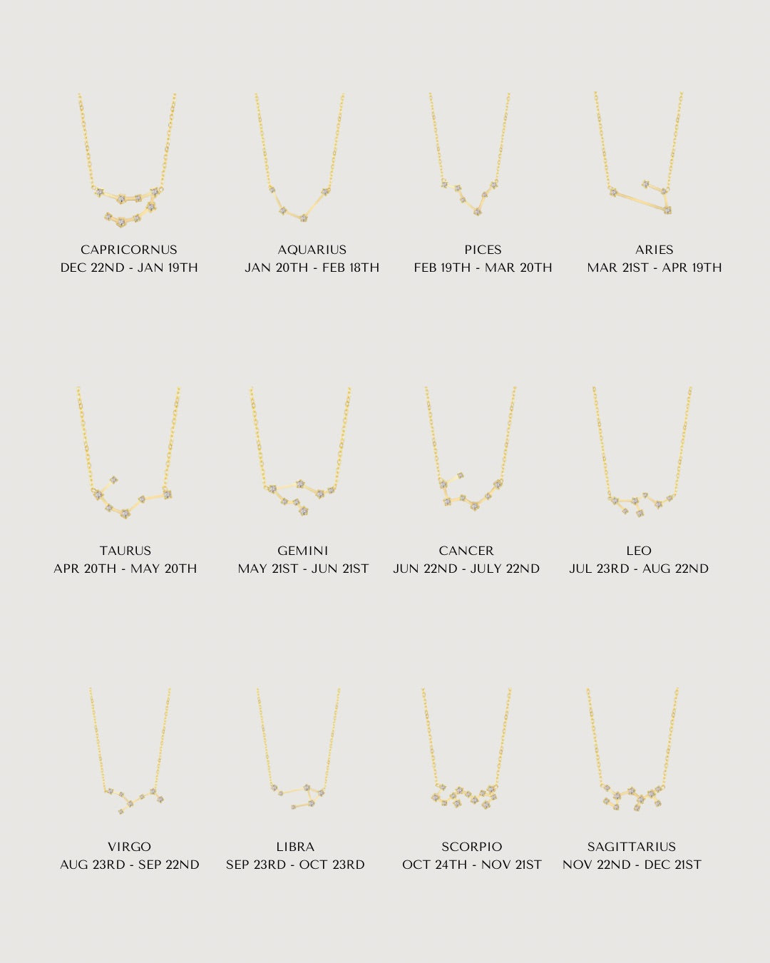 CELESTIAL POWER: GOLD ZODIAC STAR SIGN NECKLACE COLLECTION - STUDIO JO STORE  