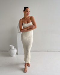 Thumbnail for BY JOHNNY - BIANCA BEAD MIDI DRESS - IVORY WHITE - STUDIO JO STORE  