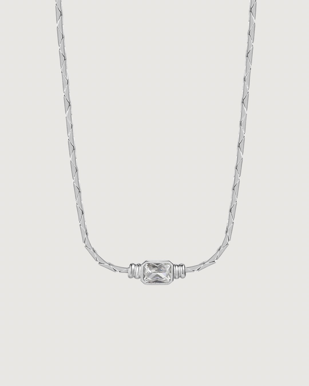 SQUARE DIAMOND PENDANT NECKLACE SILVER - STUDIO JO STORE  