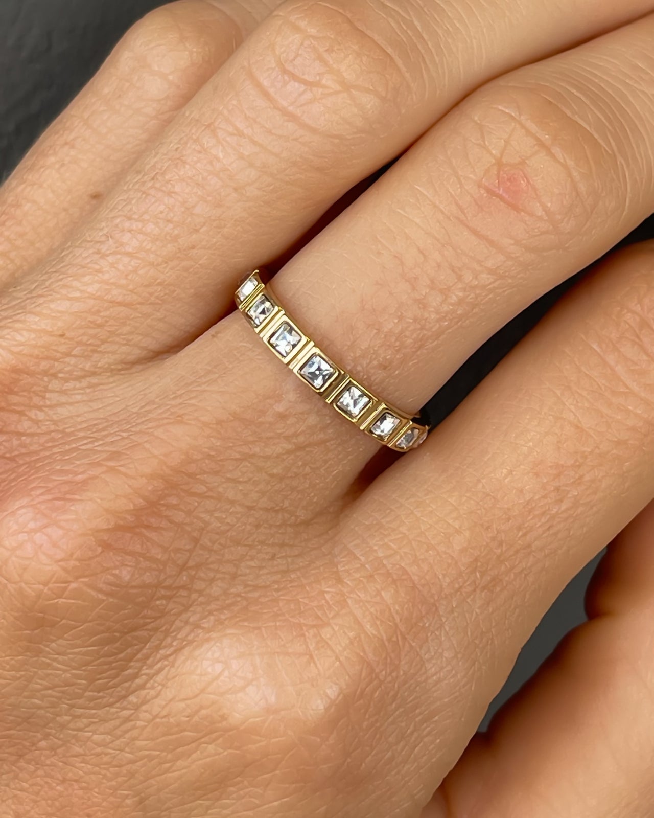 SQUARE-CUT CRYSTAL RING 18K ROSE GOLD PLATED