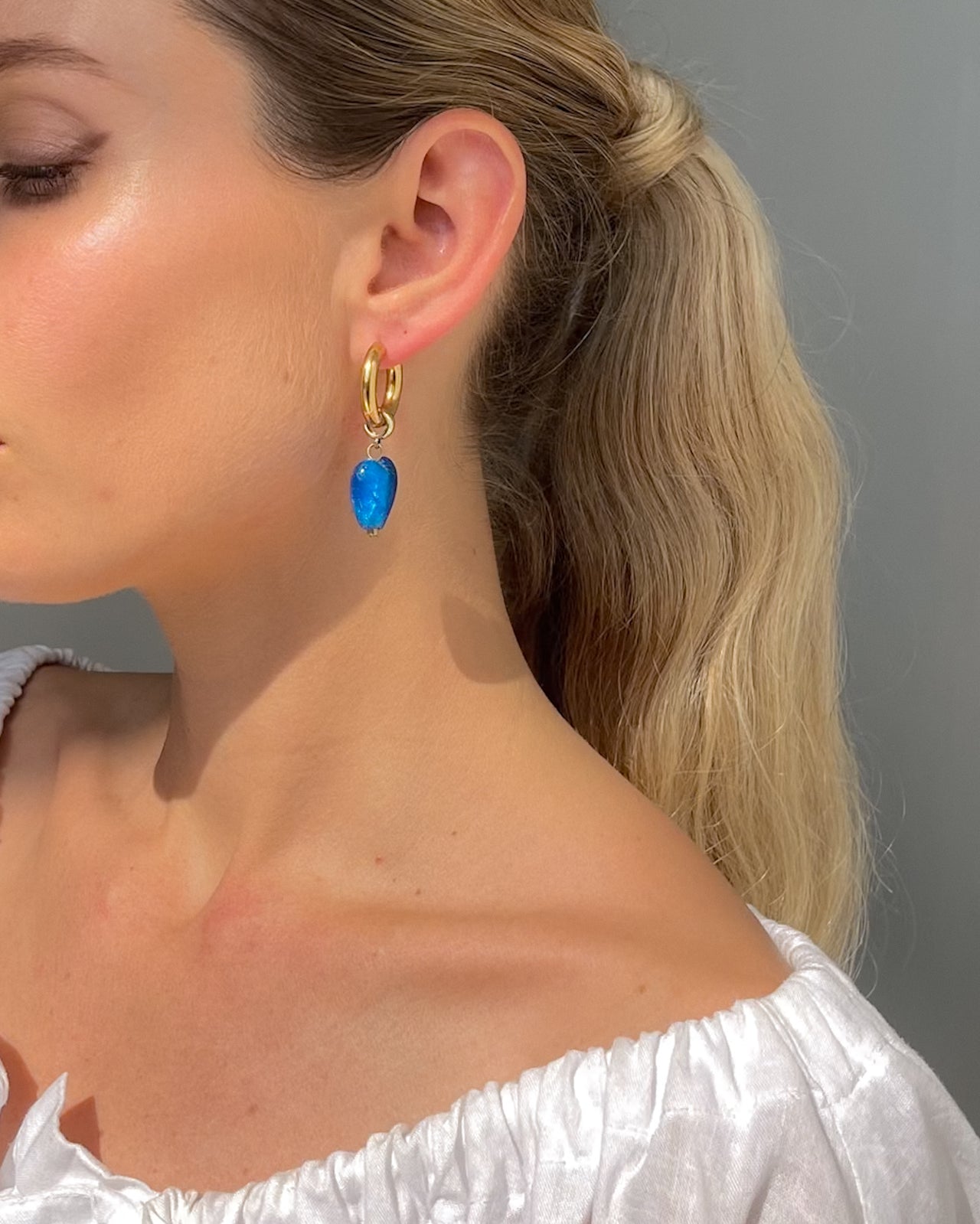 OCEAN WAVE HEART DROP EARRINGS BLUE - STUDIO JO STORE  