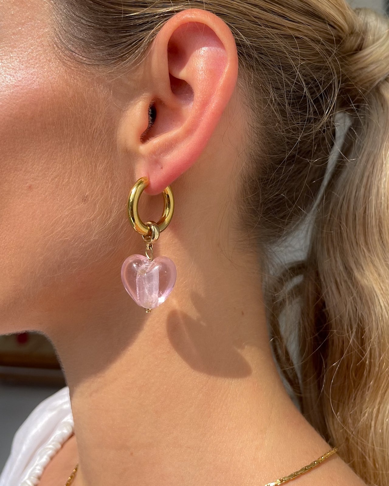 BLUSH BABE HEART DROP EARRINGS PINK - STUDIO JO STORE  