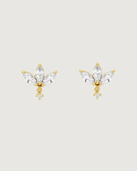 Thumbnail for TRIPLE MARQUISE CRYSTAL STUD EARRING 18K GOLD PVD - STUDIO JO STORE  