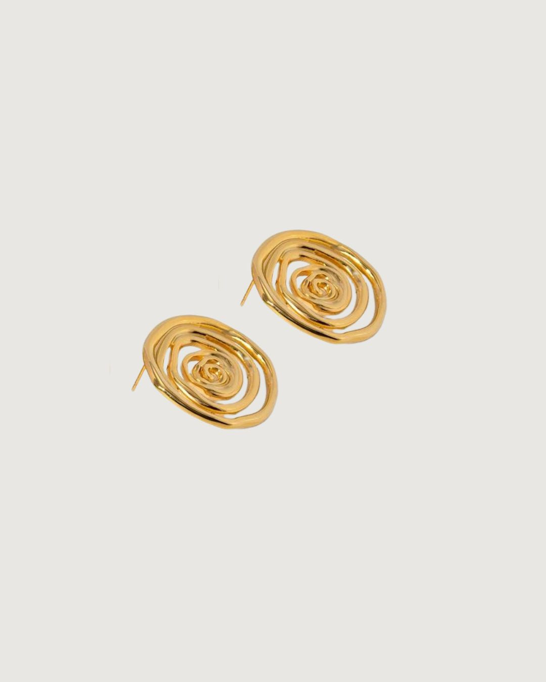 GOLD SPIRAL STATEMENT STUD EARRINGS 18K GOLD PVD - STUDIO JO STORE  