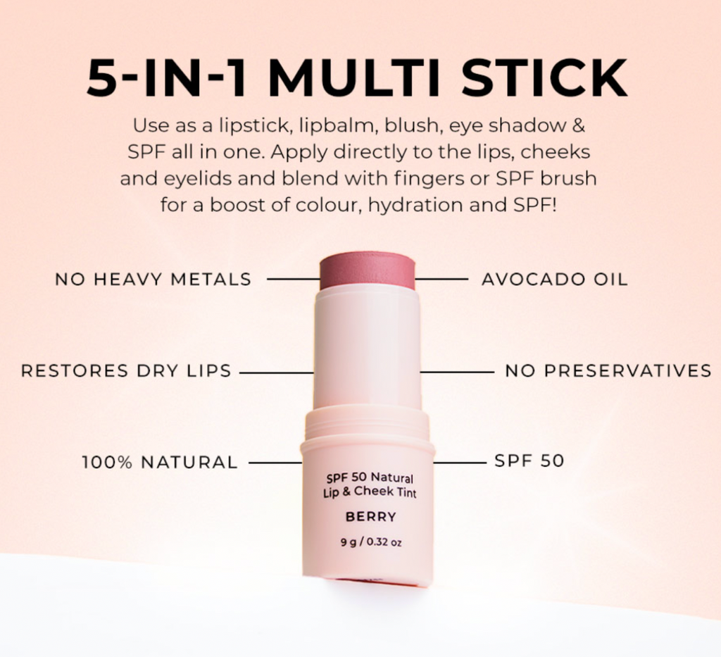 AVOCADO ZINC - SPF 50 NATURAL LIP & CHEEK TINT NUDE - STUDIO JO STORE  