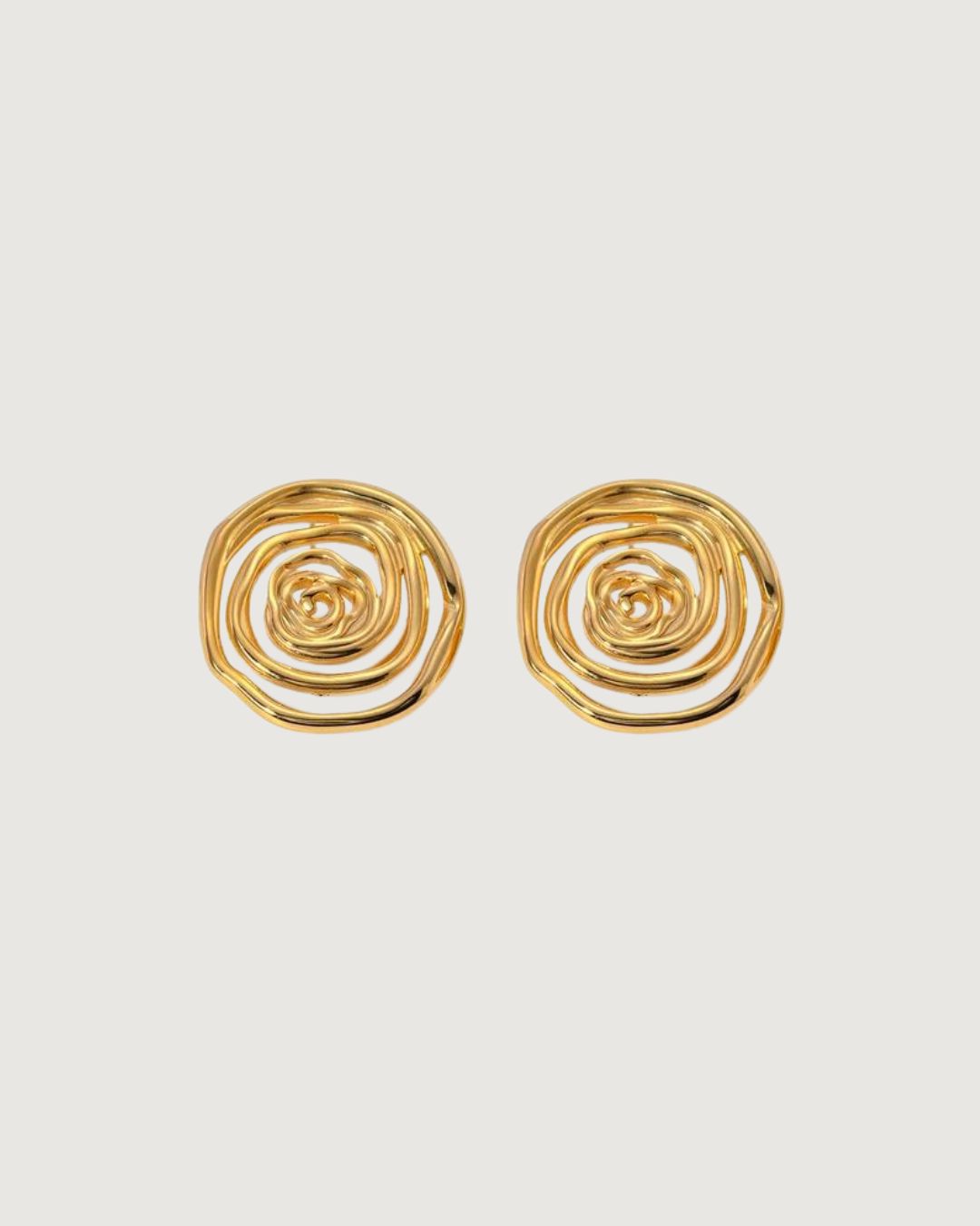 GOLD SPIRAL STATEMENT STUD EARRINGS 18K GOLD PVD - STUDIO JO STORE  