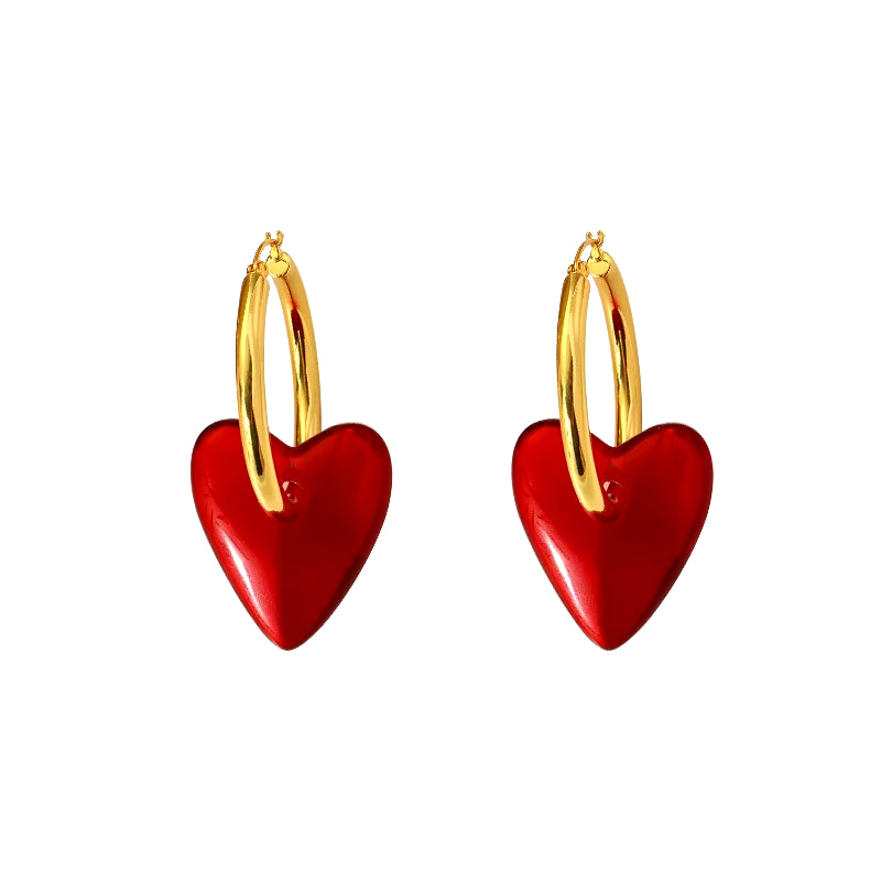 LOVE HEART DROP HOOP EARRINGS