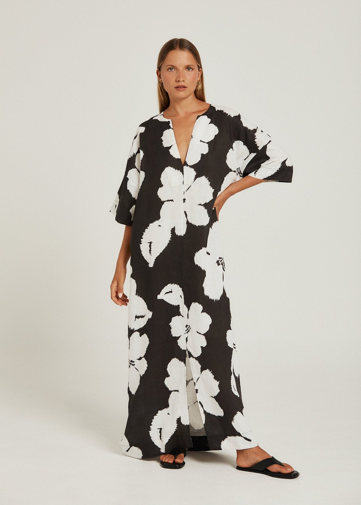 PIPPA RIDLEY TULUM MAXI DRESS CHARCOAL BLOOM