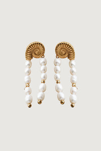 Thumbnail for Conch Shell Pearl Drop Tassel Earrings