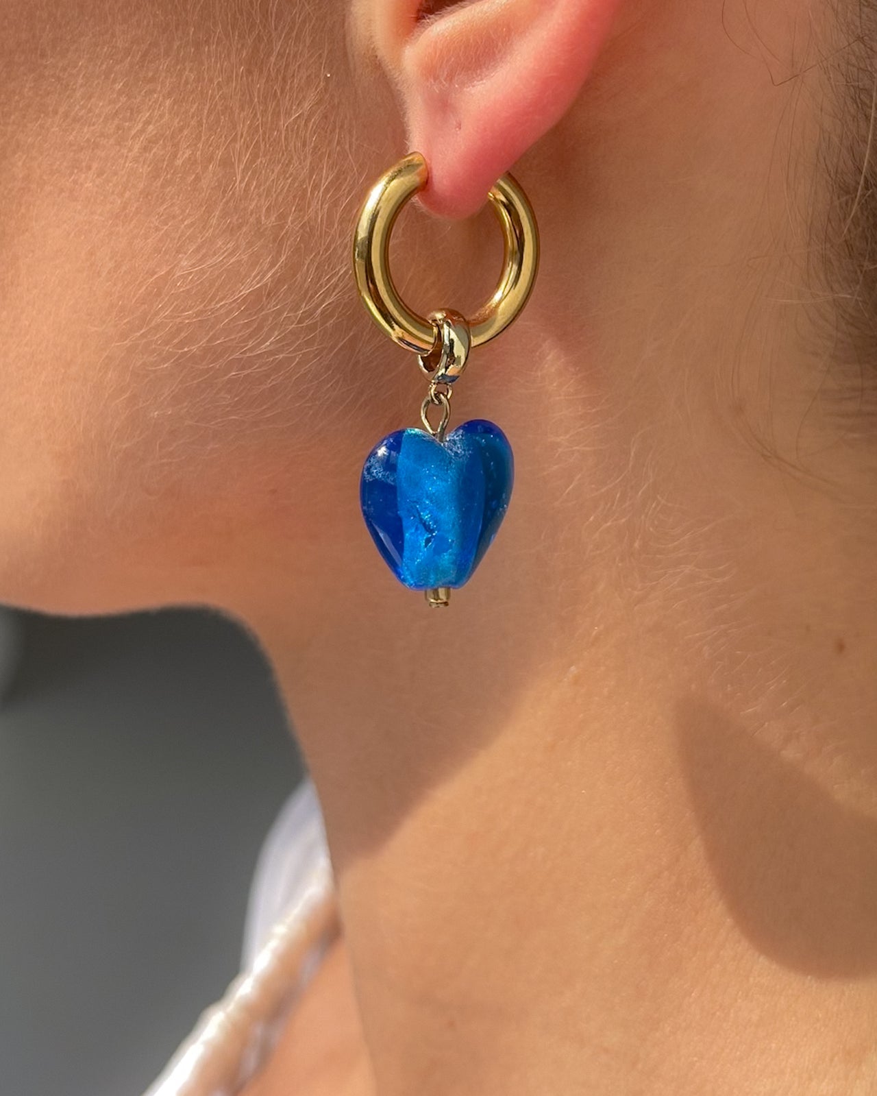 OCEAN WAVE HEART DROP EARRINGS BLUE - STUDIO JO STORE  