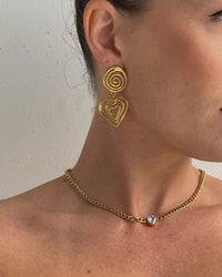 Thumbnail for SPRIAL HEART DROP EARRINGS GOLD - STUDIO JO STORE  