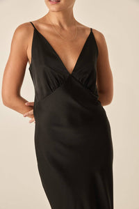 Thumbnail for Gingerlilly Recycled Satin Long Chemise Ilona Black