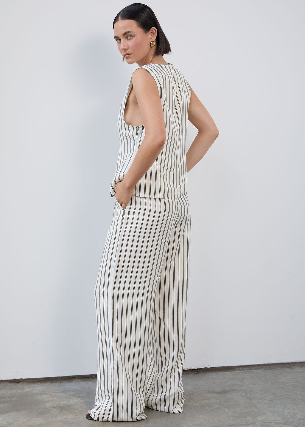 BISK THE LABEL ISABEL STRIPE LINEN BLEND PANT