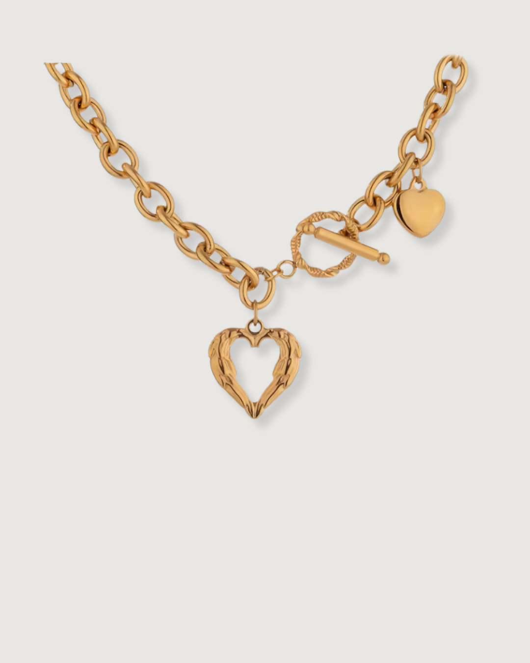 GOLDEN HEART CHARM CHAIN NECKLACE 18K GOLD PVD - STUDIO JO STORE  