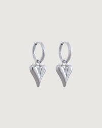 Thumbnail for HEART CHARM HOOP EARRINGS SILVER - STUDIO JO STORE  