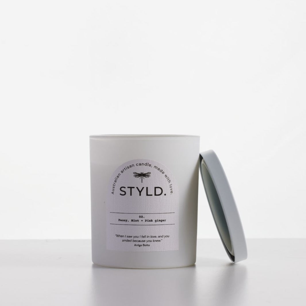 No.02 Peony, Mint & Pink Ginger Candle - STUDIO JO STORE  