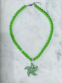 Thumbnail for HANDMADE GLAZED STARFISH PENDANT NECKLACE - GREEN GLASS BEADS - STUDIO JO STORE  