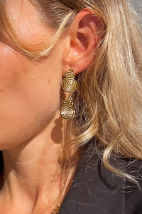 Thumbnail for GOLDEN SPIRAL DROP STUD EARRINGS GOLD - STUDIO JO STORE  