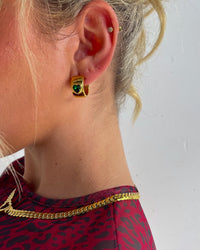 Thumbnail for EMERALD HEART HUGGIE EARRINGS GOLD