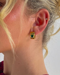 Thumbnail for EMERALD HEART HUGGIE EARRINGS GOLD