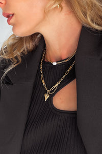 Thumbnail for MADELINE PEARL CHAIN CHOKER NECKLACE GOLD