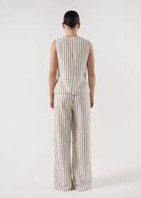 Thumbnail for BISK THE LABEL ISABEL STRIPE LINEN BLEND PANT