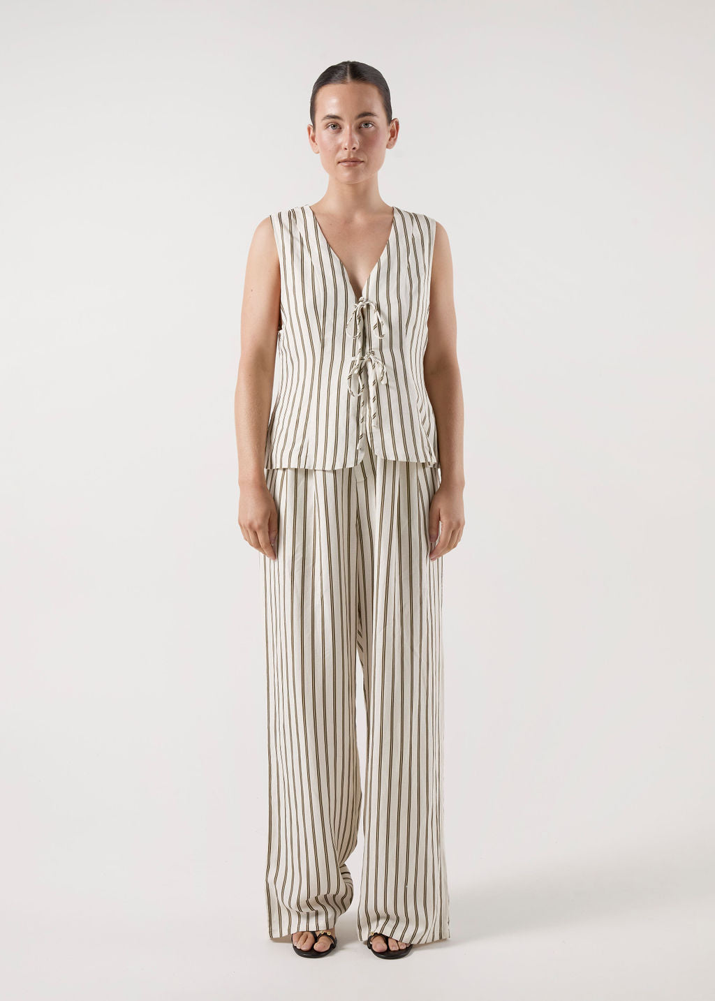 BISK THE LABEL ISABEL STRIPE LINEN BLEND PANT