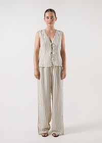 Thumbnail for BISK THE LABEL ISABEL STRIPE LINEN BLEND PANT