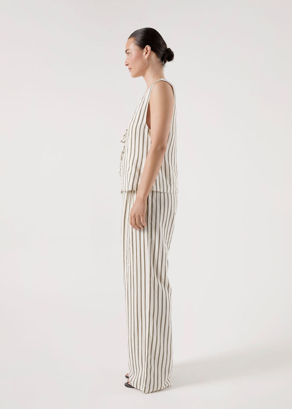 BISK THE LABEL ISABEL STRIPE LINEN BLEND PANT