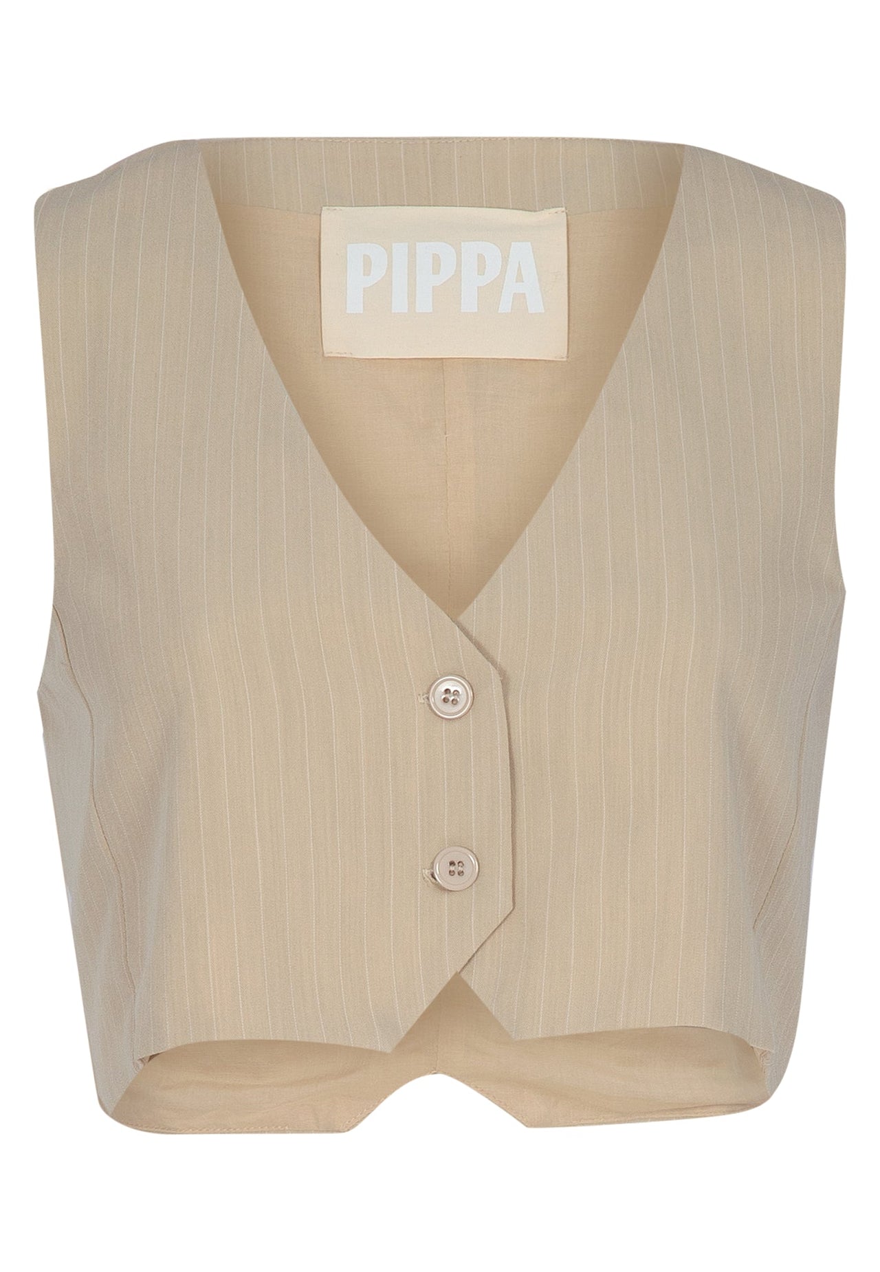 PIPPA RIDLEY - KADIE VEST BEIGE PINSTRIPE - STUDIO JO STORE  