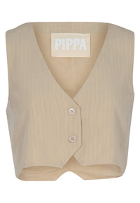 Thumbnail for PIPPA RIDLEY - KADIE VEST BEIGE PINSTRIPE - STUDIO JO STORE  