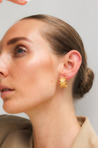 Thumbnail for LIYLAH TEXTURED STUD EARRINGS GOLD