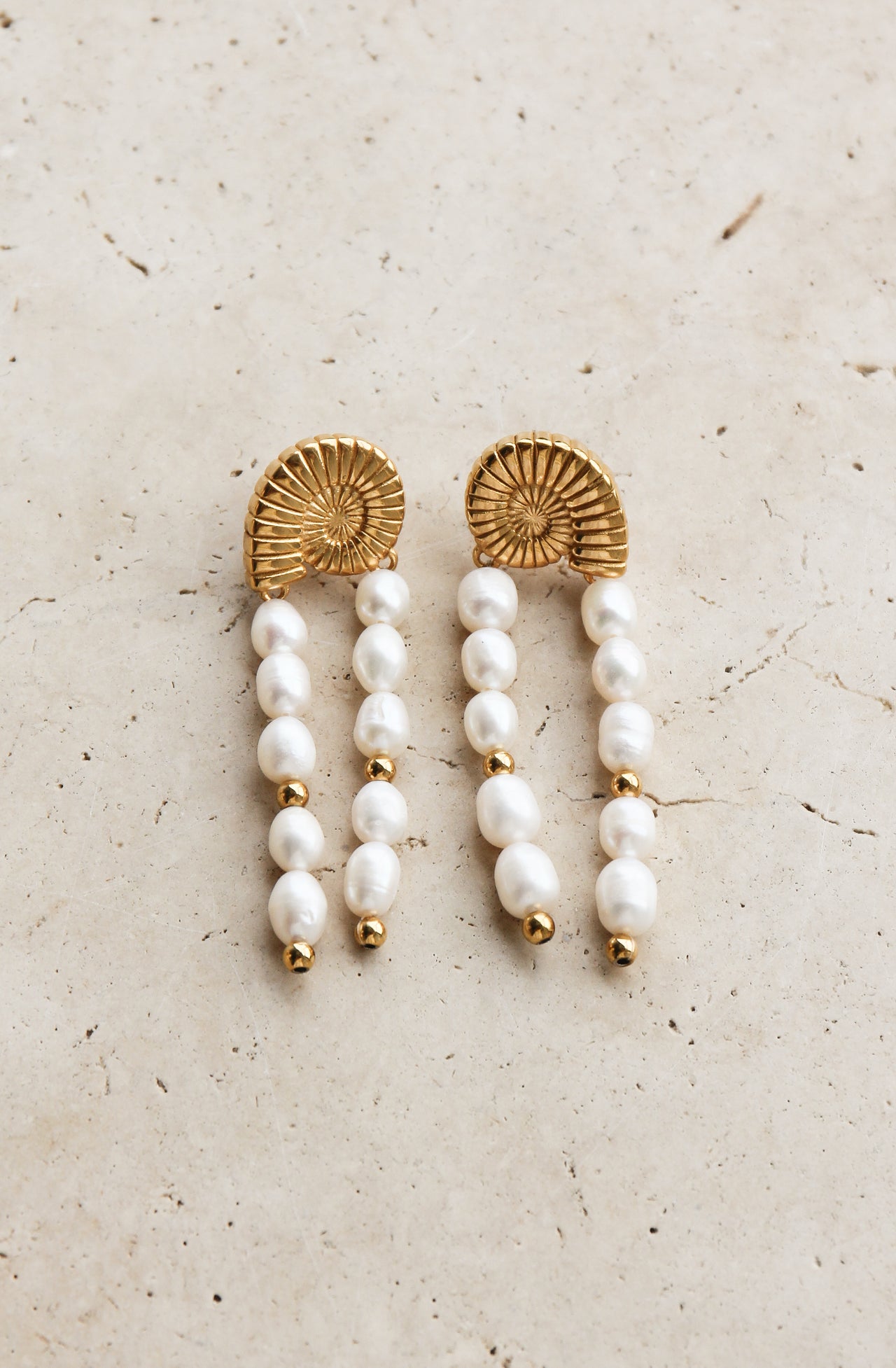 Conch Shell Pearl Drop Tassel Earrings