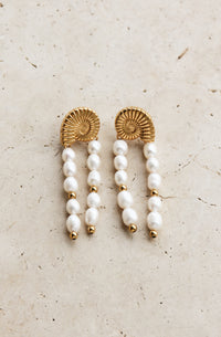 Thumbnail for Conch Shell Pearl Drop Tassel Earrings