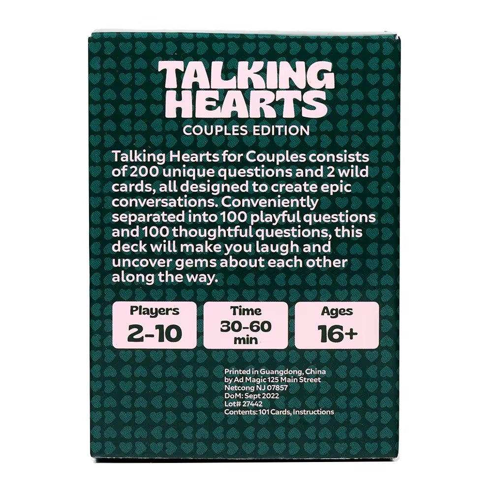 TALKING HEARTS COUPLES CONVERSATION CARD GAME - STUDIO JO STORE  