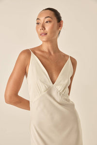 Thumbnail for Gingerlilly Recycled Satin Long Chemise Freda Ivory - STUDIO JO STORE  