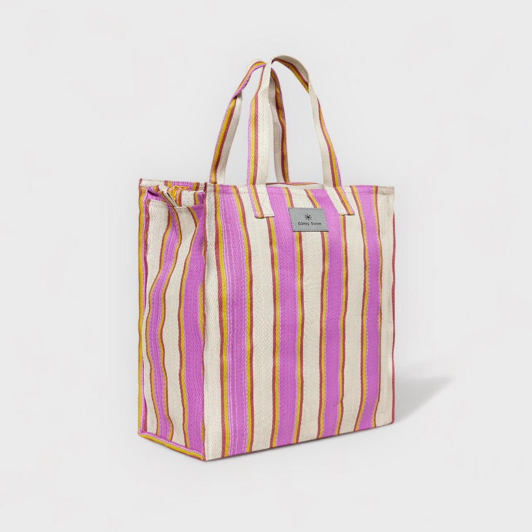 Güneş Swim Eternity Tote Bubblegum Pink Stripe