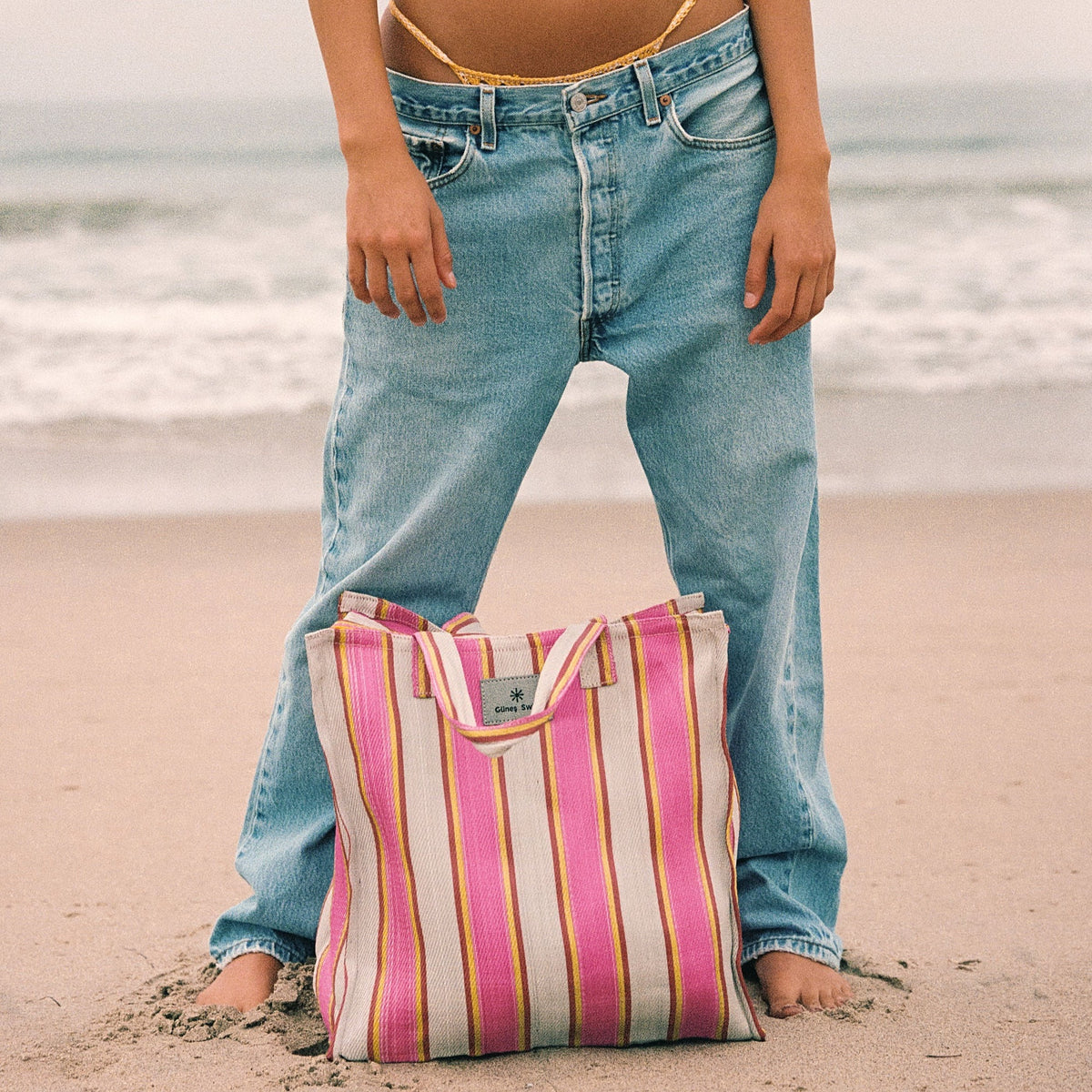 Güneş Swim Eternity Tote Bubblegum Pink Stripe