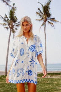 Thumbnail for PALM COLLECTIVE BLUE BAE SHIRT DRESS