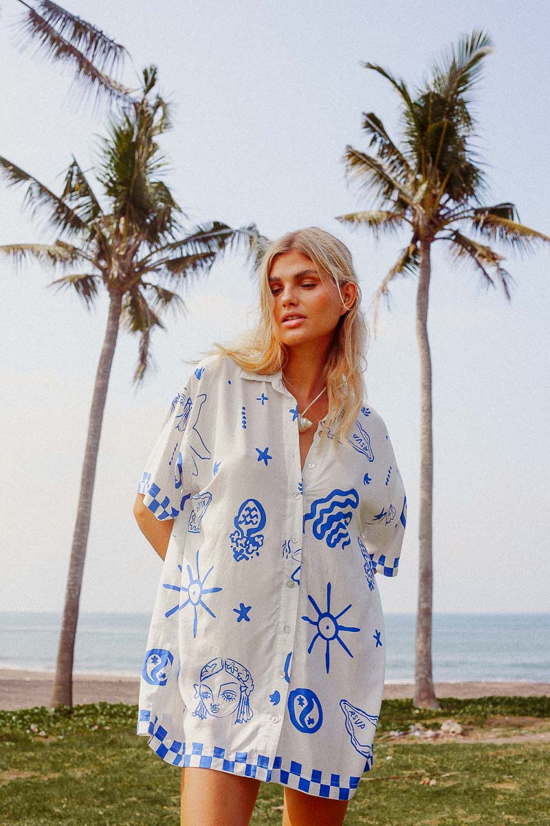 PALM COLLECTIVE BLUE BAE SHIRT DRESS