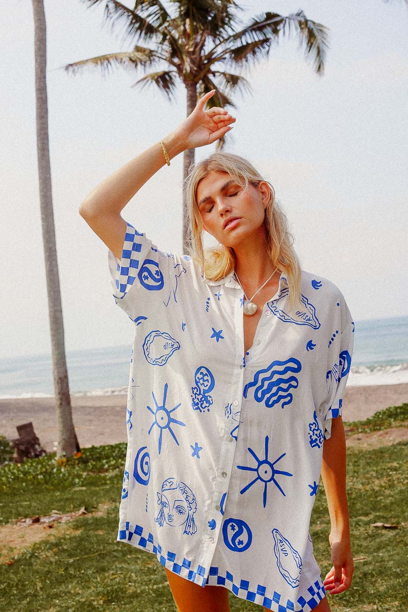 PALM COLLECTIVE BLUE BAE SHIRT DRESS